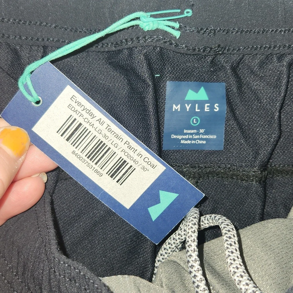 Nwt- MYLES Everyday All Terrain Pant In Coal 30inseam Size Large